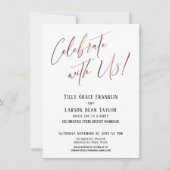 私たちと一緒に祝おう!ローズゴールドのウェディングパーティー 招待状 (正面)