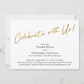 私たちと一緒に祝おう - 基本的なデザインのゴールドレセプション 招待状 (正面)