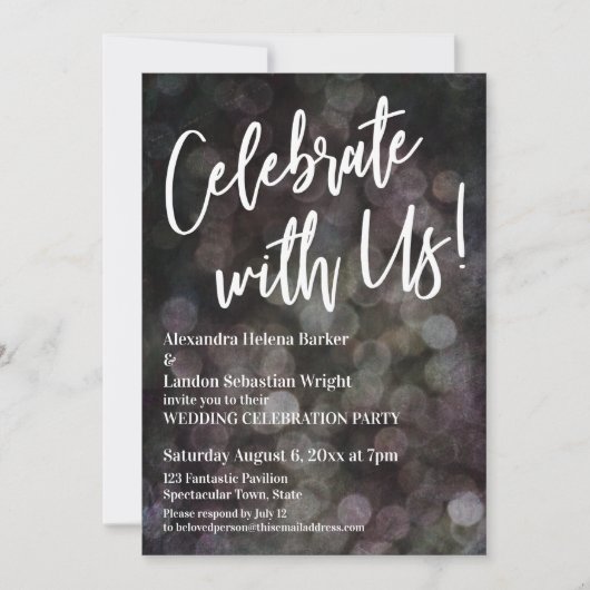 私たちと一緒に祝おう！手書きのグランジ・ボケ 招待状 (正面)