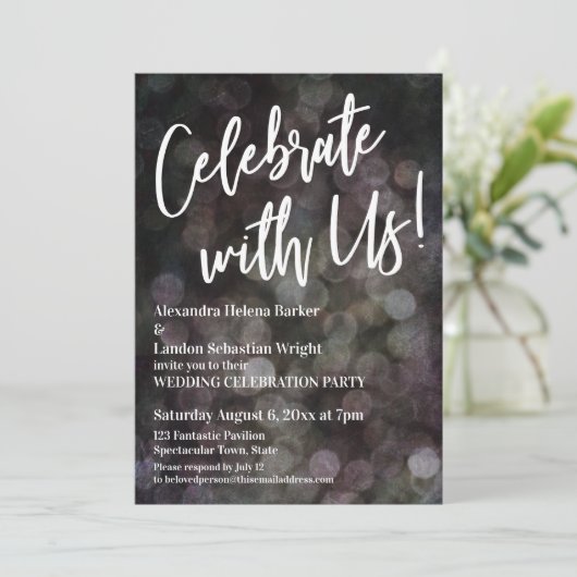 私たちと一緒に祝おう!手書きグランジボケ 招待状 (スタンド正面)