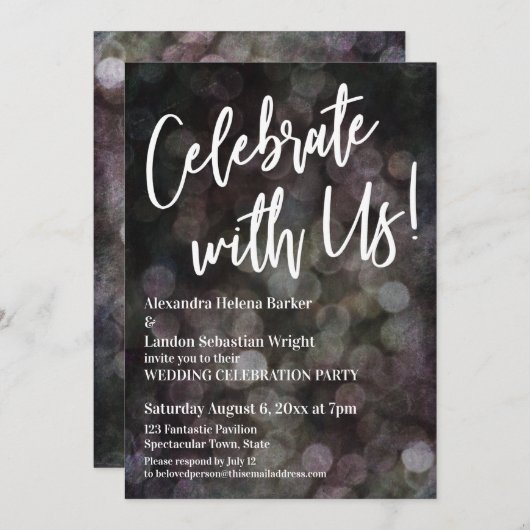 私たちと一緒に祝おう!手書きグランジボケ 招待状 (正面/裏面)