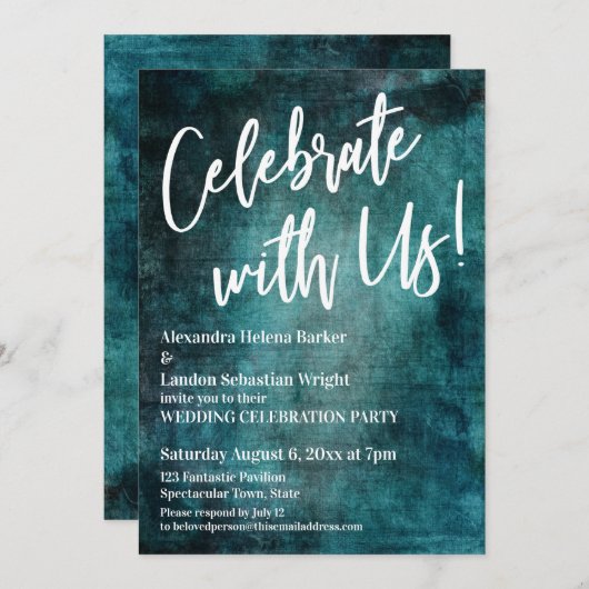 私たちと一緒に祝おう!手書きボールドティールグレンジ 招待状 (正面/裏面)