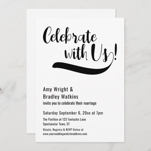 「私たちと一緒に祝おう！」挙式後パーティー 招待状 (正面/裏面)