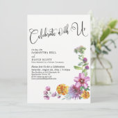 私たちと一緒に祝おう 水彩の野の花 レセプション 招待状 (スタンド正面)