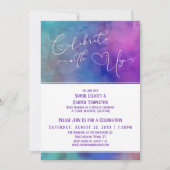 私たちと一緒に祝おう 水彩ハート 受付のみ 招待状 (正面)