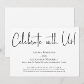 私たちと一緒に祝おう！ 現代の手書きレセプション 招待状 (正面/裏面)