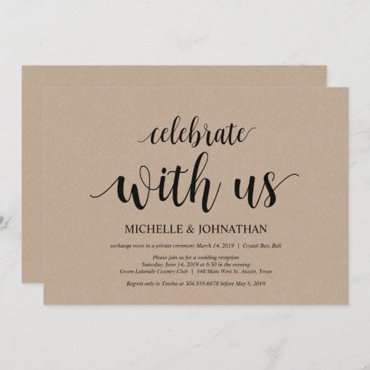 私たちと一緒に祝おう, 結婚式の秘密結婚招待状 招待状 (正面/裏面)