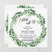 私たちと一緒に祝おう - 緑のリースの受付のみ 招待状 (正面/裏面)