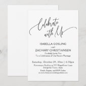 私たちと一緒に祝おう 美しい手書き ブラック＆ホワイト 招待状 (正面/裏面)