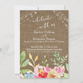 私たちと一緒に祝おう、麻布と花と光を添えて 招待状 (正面)