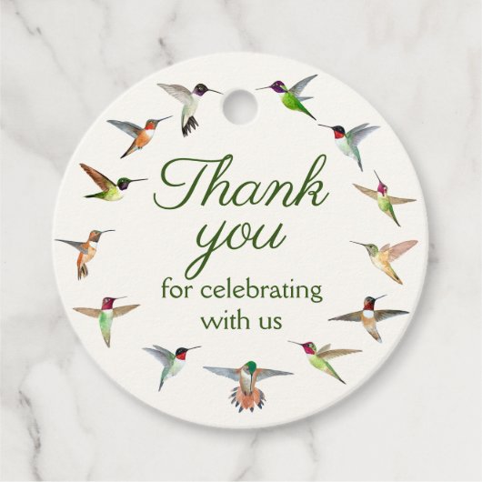 私たちと一緒に祝ってくれてありがとう、ハチドリ フェイバータグ (正面)