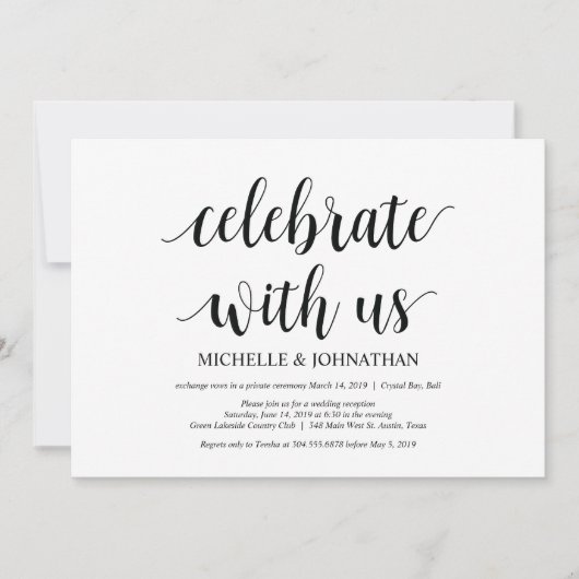 私たちと一緒に結婚式の挙式を祝おう エロープメントの招待状 招待状 (正面)