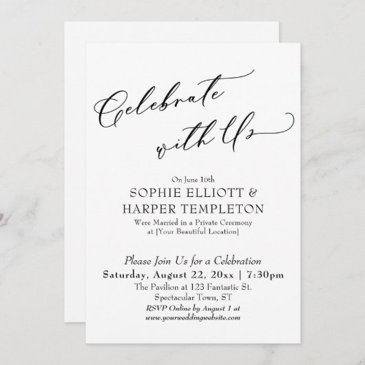 私たちと一緒に美しくシンプルなお披露目だけ 招待状 (正面/裏面)