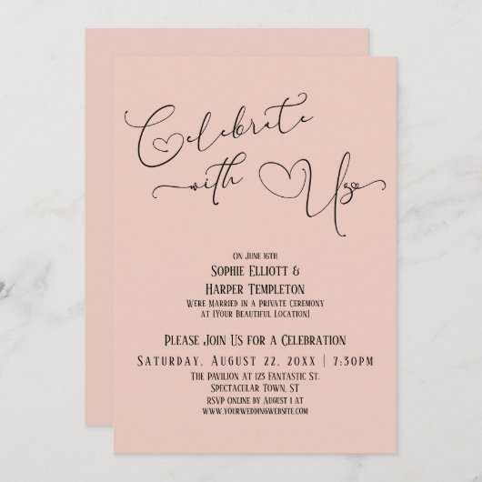 私たちと一緒に美しく祝福しよう レセプションのみ 招待状 (正面/裏面)