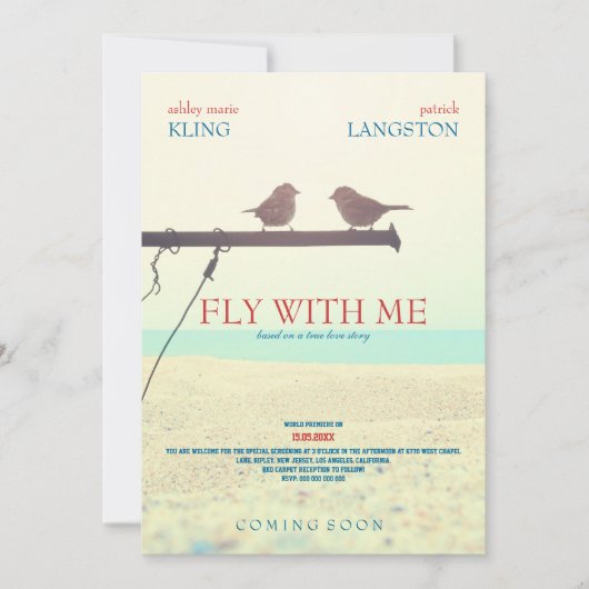 私たちと一緒に飛ぼう - 結婚式への招待 招待状 (正面)