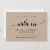私たちと一緒に、素朴な結婚式の隠遁したディナーを祝いましょう 招待状 (正面)