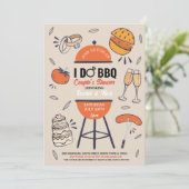 私たちと一緒にBBQ カップルシャワーのエンゲージメントガーデンパーティ 招待状 (スタンド正面)