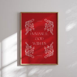 私たちと共におられる神、エマヌエル 赤いクリスマスポスター ポスター