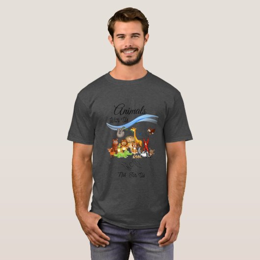 私たちと共に生きる動物たち レトロ Tシャツ (正面フル)