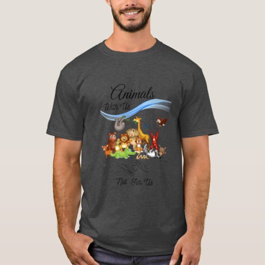 私たちと共に生きる動物たち レトロ Tシャツ (正面)