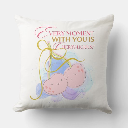 私たちと共に過ごす瞬間は、さくらんぼおいしい クッション (正面)