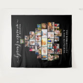 私たちと家族のハート 29 枚の写真コラージュ タペストリー (正面(横))