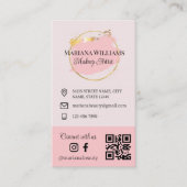 私たちと接続,ソーシャルメディア, qrコードピンクのメイクアップ 名刺 (正面)