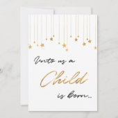 私たちにとって子供はフォト生まれ金ゴールドのクリスマスカード 招待状 (正面)