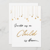 私たちにとって子供は手書きの生まれ金ゴールドのクリスマスだ シーズンカード (正面/裏面)