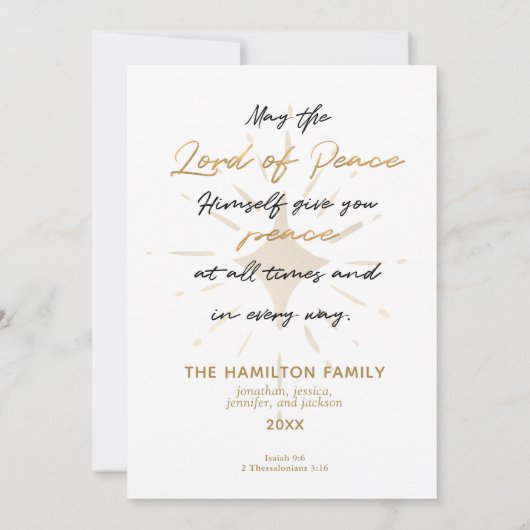 私たちにとって子供は手書きの生まれ金ゴールドのクリスマスだ 招待状 (裏面)