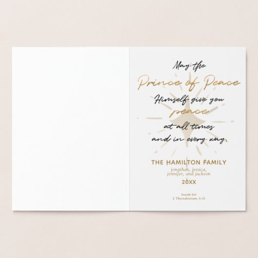 私たちにとって子供は手書きの生まれ金ゴールドのクリスマスだ 箔カード (内部)