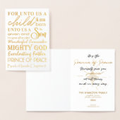 私たちにとって子供は手書きの生まれ金ゴールドのクリスマスだ 箔カード (ディスプレー)