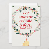 私たちにとって生まれ子供は、イザヤ9-6-7 招待状 (正面/裏面)