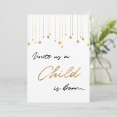 私たちに子供が与えられた 手書きゴールドのクリスマス 招待状 (スタンド正面)