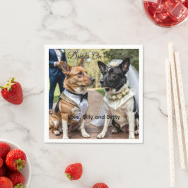 私たちに飲ませて シンプルな写真 かわいい楽しい犬 ペット ウェディング スタンダードカクテルナプキン