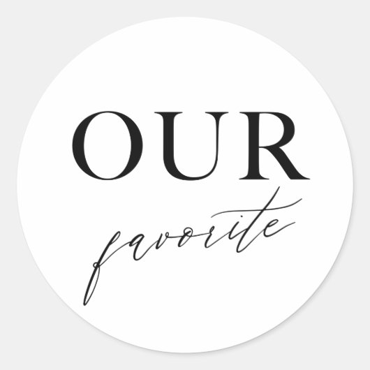 私たちのお気に入りのトリートバッグステッカーパーソナライズされたウェディング ラウンドシール (正面)