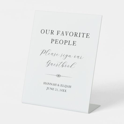 私たちのお気に入りの人々エレガントな結婚式のゲストブック 台座サイン (正面)
