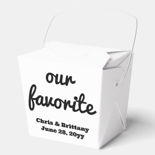 私たちのお気に入りの結婚式のレセプションゲストデザートの御馳走 フェイバーボックス (正面)