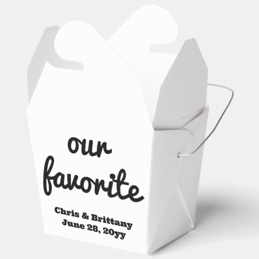 私たちのお気に入りの結婚式のレセプションゲストデザートの御馳走 フェイバーボックス (見開き)