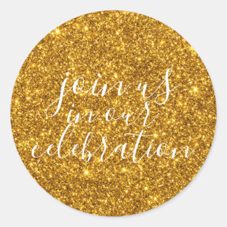 私たちのお祝いに参加 – 金ゴールド ラウンドシール