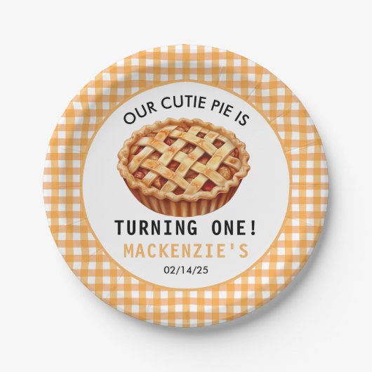 私たちのかわいこちゃんパイの1歳の誕生日 ペーパープレート (正面)