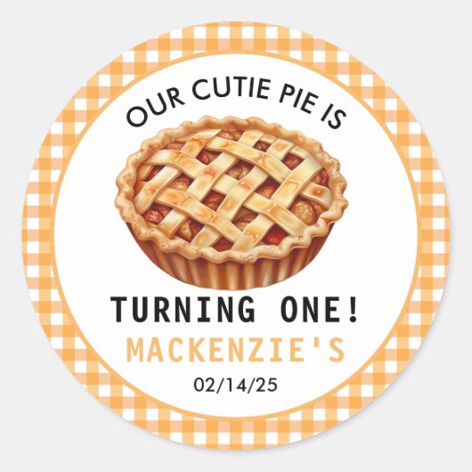 私たちのかわいこちゃんパイの1歳の誕生日 ラウンドシール (正面)