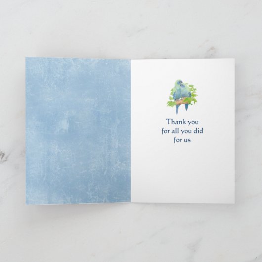 私たちのためにしてくれたすべてのことに感謝 - インコのカップル サンキューカード (内部)