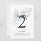私たちのちびドラゴン男子の2歳の誕生日 招待状 (正面)