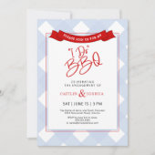 私たちのアウトドア BBQ カップルエンゲージメントパーティー リハーサルディナー 招待状 (正面)