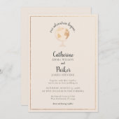 私たちのアドベンチャーワールドグローブマップトラベル結婚金ゴールド 招待状 (正面/裏面)