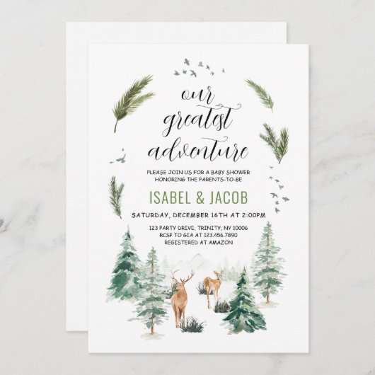 私たちのアドベ素晴らしントベイビーシャワー 招待状 (正面/裏面)