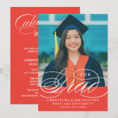 私たちのエレガントなスクリプト卒業式 | 卒業のお誘い 招待状 (正面/裏面)