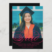 私たちのエレガントなスクリプト卒業式 | 卒業のお誘い 招待状 (正面/裏面)