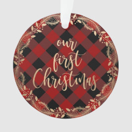 私たちのエレガント初めてのクリスマスをミスター&ミセス写真として金ゴールド オーナメント